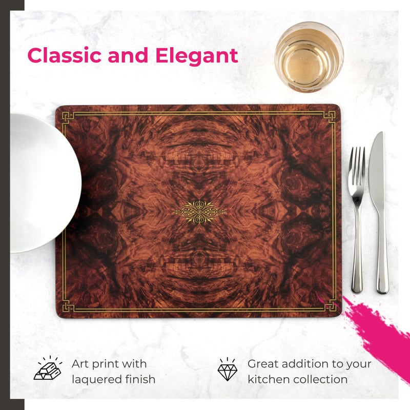 Pimpernel Walnut Burlap Set of 4 Placemats â€“ (15.7" x 11.7") Cork-Backed Rectangular Boards with Lacquer Finish, Heat & Stain Resistant Dining & Coffee Table Mats - Image 5